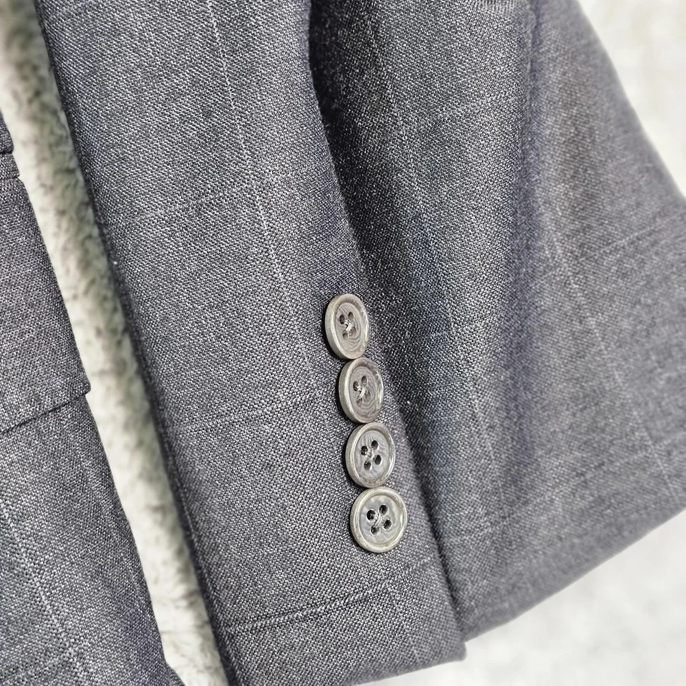 Jos. A. Bank Suit Jacket‎ Mens 48R Gray Plaid Wool Signature Two Button Blazer